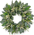24 Inch Greenery Wreaths for Front Door – Artificial Eucalyptus Wreath with White Berries and Mixed Green Leaves, Year-Round Farmhouse Indoor Outdoor Door Wreath for Spring Summer Home Decor