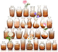 Der Rose Amber Glass Bud Vases Set of 30, Small Bud Vases for Flowers, Rustic Wedding Centerpieces and Home Decor