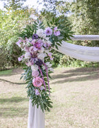 Lisuun Wedding Arch Flowers, Artificial Flowers for Decoration, 2pcs Flower Swag and 1 pcs Semi-Sheer Chiffon Table Runner Swag for Beautiful Dream Wedding Ceremony Floral Decor - Pack of 3