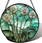 Stained Glass Window Hanging, Green Abstract Lotus Leaves Tree Sun Catcher for Window Door Home Decor Plant Suncatcher Christmas Mother's Day Birthday Gifts for Women Men Mom Nana 9.8 in