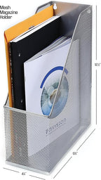 YBM HOME Mesh Steel Deluxe Magazine Rack, Extra Wide Magazine File Holder (1, Silver)