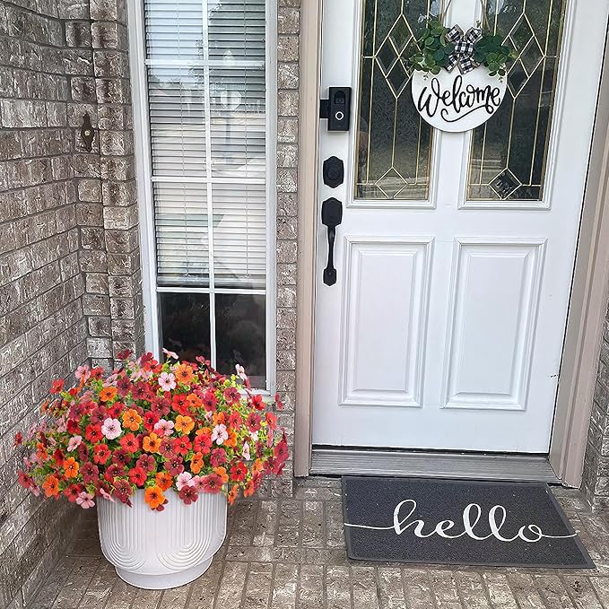 Artificial Flowers for Outdoors Potted Spring Decor, 12 Bundles Fake Summer Daisy with Realistic Eucalyptus Leaves, Faux Plants for Greenery Boxwood Porch Patio Garden Pot Lawn