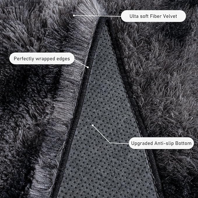 Rugs for Living Room 6x9, Soft Shaggy Modern Shag Area Rug for Bedroom, Upgrade Non-Slip Plush Fluffy Carpet for Kids Boys Girls Room Home Decor Aesthetic, Dark Grey