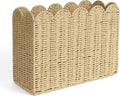 AELS Woven Natural Fibre Magazine Holder, Scalloped Edge Floor Magazine Rack, Hand-woven Organizer, Boho Modern Farmhouse Book Basket, File Newspaper Mail Holder for Office