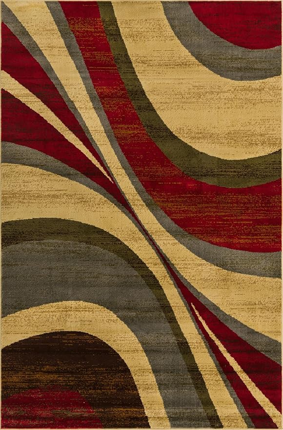Unique Loom Barista Collection Area Rug - Ngada (6' 1" x 9' Rectangle, Beige/Red)