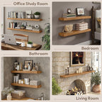 Marsmiles 55 inch Floating Shelves for Wall Solid Elm Wood Wall Mounted Shelves|Rustic Long Floating Shelves with Invisible Bracket for Bathroom Kitchen|Rounded Edge|Natural, 1 Pack