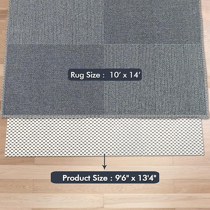 Non Slip Area Rug Pads Non Skid Rug Gripper 10x14 Feet Extra Thick Pad Anti-Slip Carpet Rug Mats for Hardwood Surface Floors, Keep Rugs Safe and in Place (10 x 14 Ft)