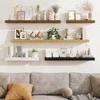 Fun Memories Floating Shelves 48 Inch, Extra Large Wood Shelf Set of 2, Hanging Wall Shelves for Bathroom, Living Room, Kitchen, Bedroom, White