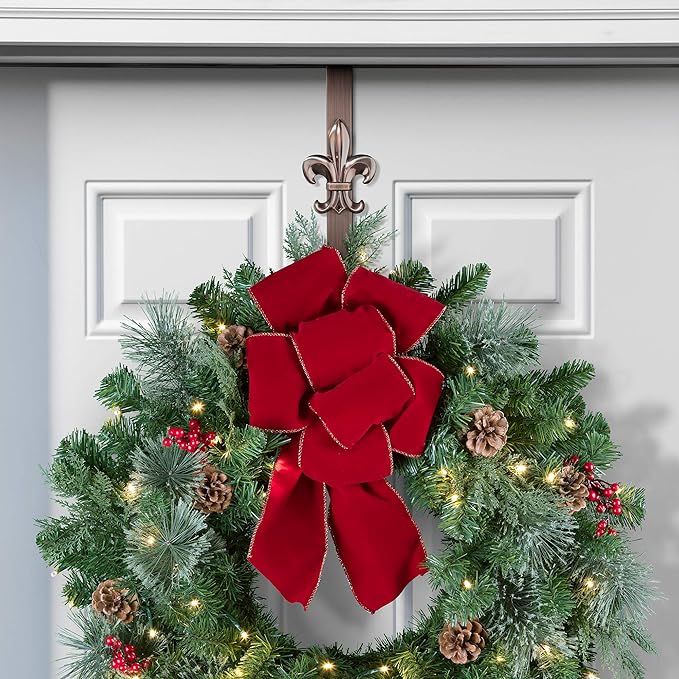 Haute Decor Adapt Adjustable Length Door Wreath Hanger with Interchangeable Icons (Oil-Rubbed Bronze-Reindeer/Pumpkin/Butterfly/Fleur de lis) - 4 Wreath Hangers in 1