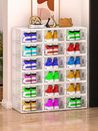 Large Shoe Storage Boxes Organizers Clear Plastic Stackable 12 Pack Fit Size 9, Shoe Rack & Holder Substitute, Sneaker Containers, Toy Storage Organizer Bins for Entryway, Closet, Under Bed
