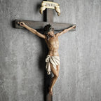 BC Catholic Crucifix Wall Cross 16" H Jesus Christ Indoor Home Decor Religious Collectable Gifts Renaissance Sculpture Handmade by Buildclassic
