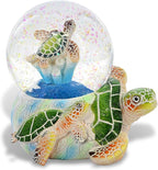 CoTa Global Green Sea Turtle Egg Snow Globe Decor - Elegant Pink Sparkle Glitter Inside The Snow Globe, Animal Figurines for Kids and Adults, Collectible Snow Globes for Birthday, Christmas - 65 mm