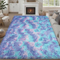 8x10 Area Rugs for Living Room Bedroom: Ultra Soft Fluffy Shag Rug Upgrade Non-Slip Non-Shedding Large Fuzzy Plush Carpet Indoor Floor Carpets for Kids Room Playroom Nursery Dorms Home Rainbow Purple