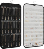 Hanging Jewelry Organizer Storage, 40 Pockets 36 Hooks Necklace Earring Bracelet Ring Organizer, Double - Sided Design, Black and White