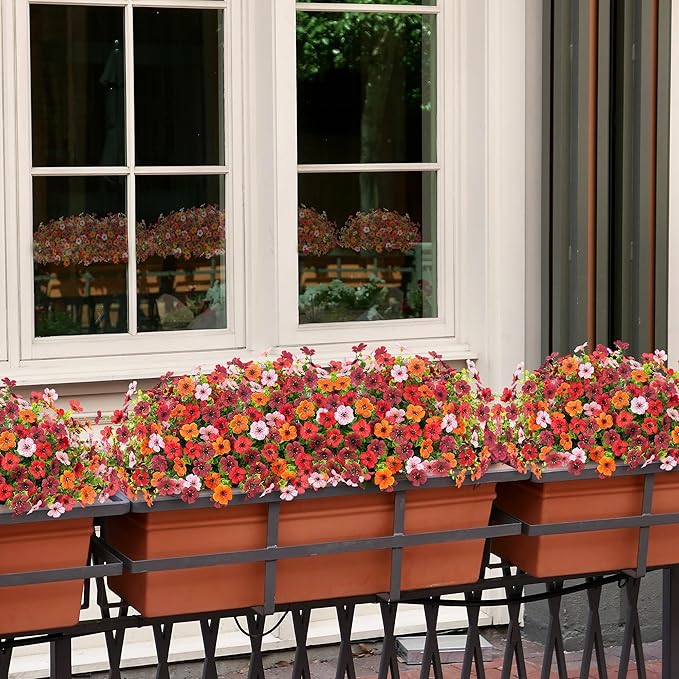 Artificial Flowers for Outdoors Potted Spring Decor, 12 Bundles Fake Summer Daisy with Realistic Eucalyptus Leaves, Faux Plants for Greenery Boxwood Porch Patio Garden Pot Lawn