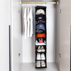 Hanging Shoe Organizer for Closet with Side Mesh Pockets，Hat Racks for Baseball Caps，Shoe and Hat Holder & Storage，8-Shelf，Black，2 Pack