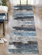 Ciicool 2x5 Washable Runner Rug, Modern Abstract Hallway Rugs Runner, Non-Slip Thin Accent Rug Lightweight Navy Grey Print Distressed Carpet for Laundry Entryway Bedroom Kitchen Bathroom Indoor