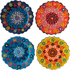 4-Piece 5-Inch Handmade Turkish Ceramic Plate Set – Wall & Table Decor & Jewelry/Ring Dish – Decorative Rings & Jewelry Tray Set