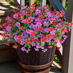 Artificial Fake Plants Flowers for Outdoor Spring Summer Decor, 12 Bundles Faux Silk Daisy for Planter Pot Colorful UV Resistant Look Real for Front Door Porch Patio Outside Yard(Purple Red)