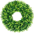 DDHS 16-18in Small Boxwood Wreath for Front Door – Artificial Green Farmhouse Wreath, Spring Summer Fall Winter DIY Decor, for Indoor Outdoor Year-Round Wedding Home Decorations