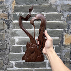 BGCOPPER Wooden Kissing Couple Ornament, Abstract Couple Portrait Sculpture Romantic Love Statue Decor Gift for Women Anniversary Valentine Wedding - 14 Inch