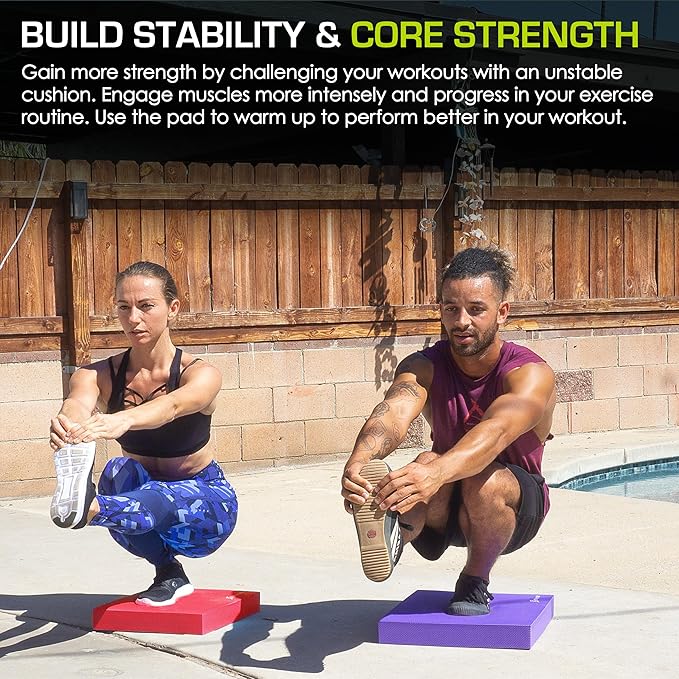 ProsourceFit Exercise Balance Pad, Non-Slip Cushioned Foam Mat & Knee Pad for Fitness and Stability Training, Yoga, Physical Therapy