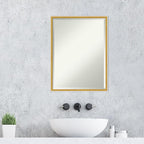Amanti Art White Wall Mirror 25x19 Paige White Gold Rectangle Bathroom Mirror for Wall Decor Living Room, Medium Modern Wood Frame, Hangs Horizonally and Vertically, Bathroom Decor, Beveled Edge