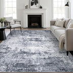 10x12 Area Rug Living Room Rug: Washable Modern Abstract Soft Thin Rug Indoor Floor No Slip Stain Resistant Carpet for Bedroom Dining Room Farmhouse Nursery Home Office - Grey