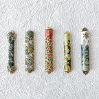 Hand Painted Mezuzah, Exquisite Enamel Mezuzah with Star of David and Blue Crystal Accent