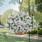 Artificial Faux Hanging Plants Flowers Basket for Outdoors Decoration,Hanging Planters with Fake Silk Daisy Flowers for Outside,UV Resistant Realistic Porch Patio Balcony Garden Yard Home Decor（White）