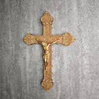BC Catholic Crucifix Wall Cross, 12"H Jesus Christ Religious Home Decor, Catholic Wedding Gift, Gold Color Finish, Hand-painted by Buildclassic