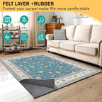 Waterproof Rug Pad, Thick 9x12 ft Under Area Rug Carpet Pad, Non Slip Felt Rug Pads for Hardwood Floors, Keep Carpets in Place Soft and Prevent Rug from Wrinkling or Buckling