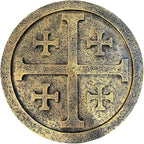 Top Brass Jerusalem Cross Wall Décor – 11 ½” Resin Plaque with Weathered Bronze Finish – Christian Home Décor religious Wall Art – Five Fold Crusader’s Sculpture