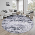 Round Area Rug for Living Room: 6 ft Washable Modern Abstract Soft Thin Rug Indoor Floor No Slip Stain Resistant Carpet for Bedroom Dining Room Farmhouse Nursery Home Office - Grey
