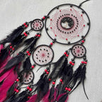 Large Dream Catchers, Boho Handmade Native Macrame Dream Catchers Wall Hanging for Bedroom Living Room Dorm Room Decor, Adults Wedding Party Decor, Festival Blessing Gift (Red & Black)