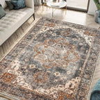 Keen Home Design 6x9 Rug - Machine Washable Area Rug with Non-Slip Backing, Ideal for Living Room, Dining Room, Bedroom - Vintage, Easy Clean, Durable, Low Pile Rug - (6' x 9')