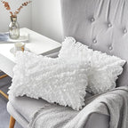 Oubonun 14 x 22 Pillow Inserts (Set of 2) - Lumbar Pillow with 100% Cotton Cover - Rectangle Square Interior Sofa Pillow Inserts - Decorative Pillow Insert Pair - White Couch Pillow