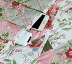 Brilliant Sunshine Peach Flowers Patchwork Couch Armrest 5 Pockets Organizer, Slip Resistant Recliner Armchair Caddy, Washable Remote Controls Holder, Storage for Magazine, Tablet, iPad, Peach Olive