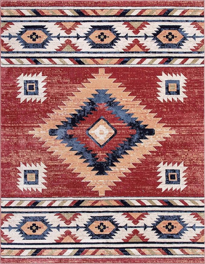 Well Woven Tulsa Lea Crimson Traditional Southwestern Tribal 7'10" x 9'10" Area Rug