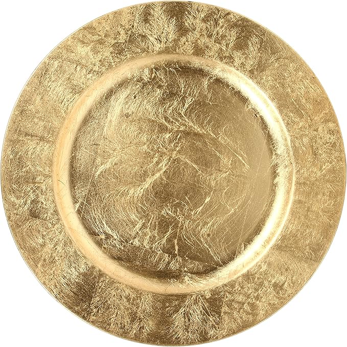 Hosley Gold Charger Plates Set of 4 – 11.75” Decorative Plastic Table Chargers for Wedding Centerpieces, Event Decor & Elegant Dining