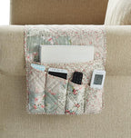 Brilliant Sunshine Rose and Sage Patchwork Sofa Armrest 5 Pockets Organizer, Slip Resistant Armchair Caddy, Washable Remote Controls Holder, Storage for Magazine, Tablet, Phone, iPad,35×13",Rose Sage