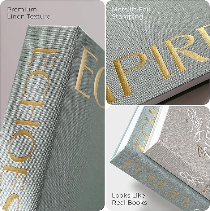 Decorative Books for Home Decor – Beige & Sage Linen Faux Books for Decoration: Aesthetic Fake Book Shelf, Living Room, Mantle, Entryway & Coffee Table Decor – Stack Faux Book Storage Box, Set of 2