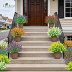 Der Rose 24 Bundles Artificial Flowers for Outdoors Fake Lavender Flowers UV Resistant Faux Plants Monkey Grass for Garden Porch Fence Patio Window Box Decor（Colorful）