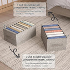 Wardrobe Clothes Organizer, 7 Compartments Jeans Organizers and Storage, Stackable Drawer Organizer for Closet - Pants, Sweaters, T-Shirts, Dimension 14.2" x 11"x 8"