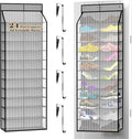 24-Pair Over Door Shoe Organizer for Family & Kids, Double Sided | Hanging Storage for Sneakers, Boots, Toys & Room Organization-Graphite Gray
