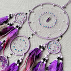 Large Dream Catchers, Boho Handmade Native Macrame Dream Catchers Wall Hanging for Bedroom Living Room Wedding Party Decor, Festival Blessing Gift for Kids Boys Girls (Purple & Black)