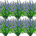 Der Rose 24 Bundles Artificial Flowers for Outdoors Fake Lavender Flowers UV Resistant Faux Plants Monkey Grass for Garden Porch Fence Patio Window Box Decor（Purple）
