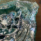 Things2Die4 Decorative Plates Set of 2 Oyster Shaped Blue Glass Plates with Iridescent Finish for Coastal Tabletop Decor in Dining Room Entryway or Living Room, 13 X 10 X 2 Inches