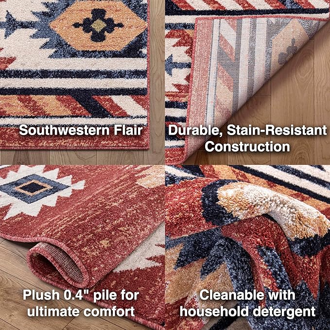 Well Woven Tulsa Lea Crimson Traditional Southwestern Tribal 2x4 (2'3" x 3'11") Area Rug