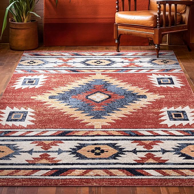 Well Woven Tulsa Lea Crimson Traditional Southwestern Tribal 7'10" x 9'10" Area Rug
